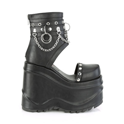 DemoniaCult Frauen Sandalen WAVE-22 BLK Vegan Leder