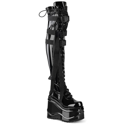 DemoniaCult Frauenstiefel WAVE-315 BLK Stretch Pat