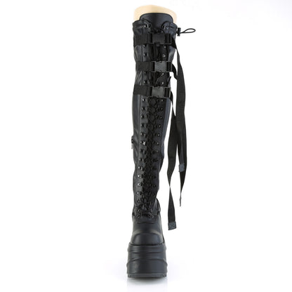 DemoniaCult Frauenstiefel WAVE-315 BLK Stretch Vegan Leder