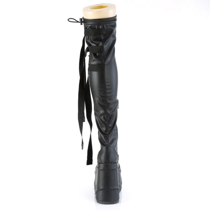 DemoniaCult Frauenstiefel WAVE-315 BLK Stretch Vegan Leder