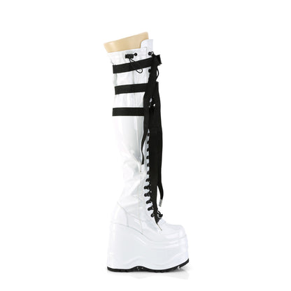 DemoniaCult  Stiefel WAVE-315 WHT Stretch Patent