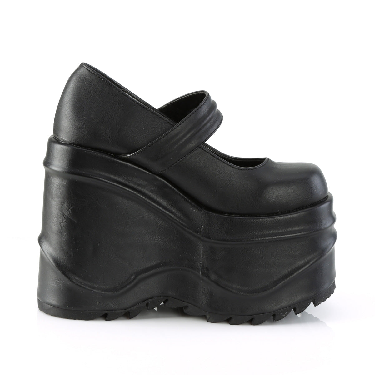 DemoniaCult Frauenpumpen WAVE-32 BLK Vegan Leder