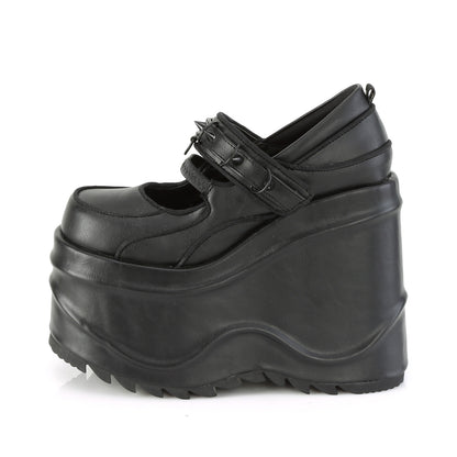 DemoniaCult Frauenpumpen WAVE-48 BLK Vegan Leder