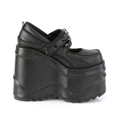 DemoniaCult Frauenpumpen WAVE-48 BLK Vegan Leder