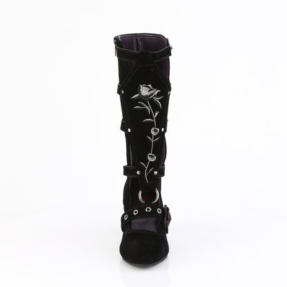 DemoniaCult Women's Mid-Calf & Knee High Boots WHIMSY-118 Blk Vegan Suede