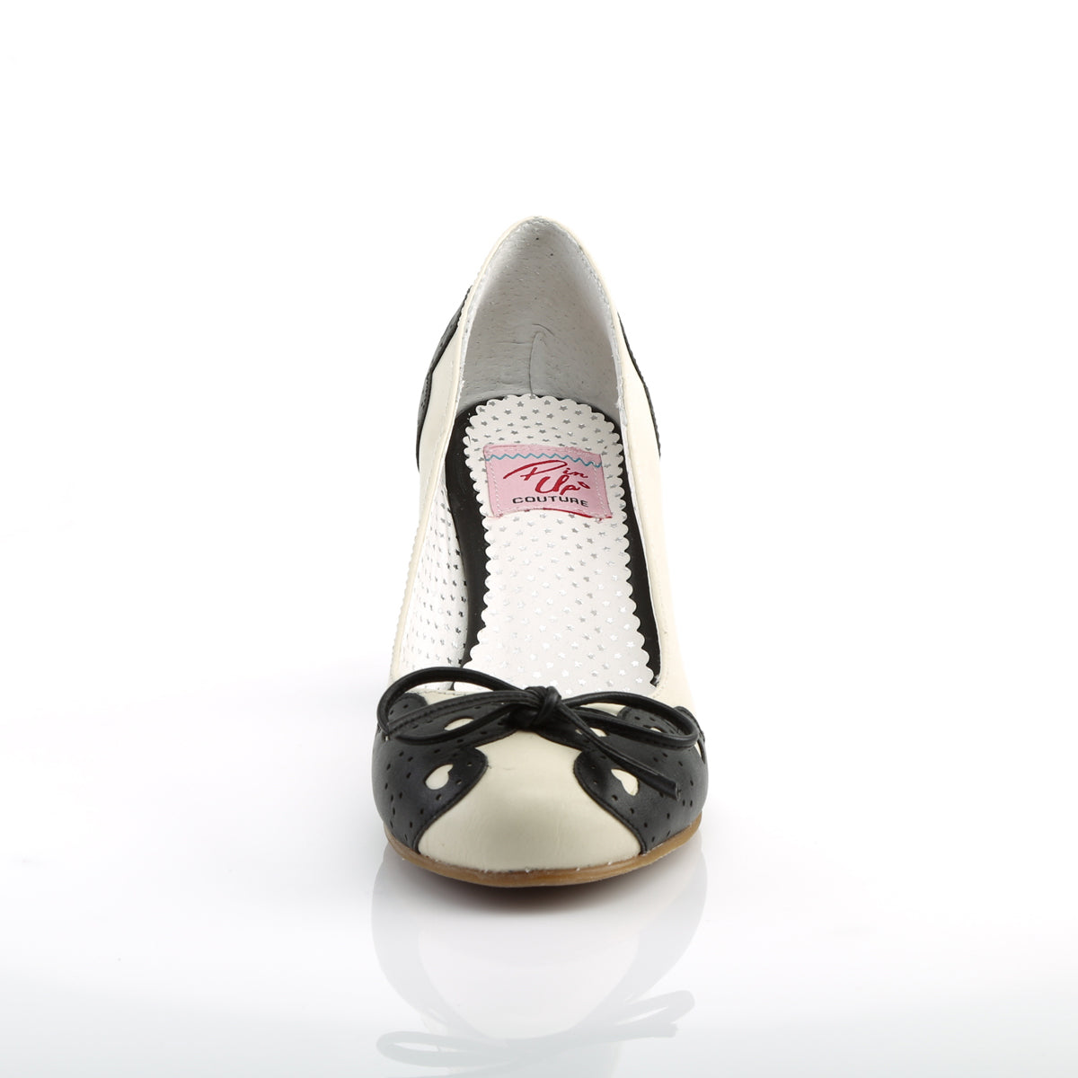 Pin Up Couture Womens Pumps WIGGLE-17 Blk-Cream Faux Leather