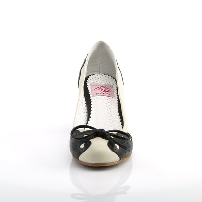 Pin Up Couture Womens Pumps WIGGLE-17 Blk-Cream Faux Leather