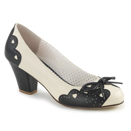 Pin Up Couture Womens Pumps WIGGLE-17 Blk-Cream Faux Leather