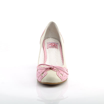 Pin Up Couture Womens Pumps WIGGLE-17 Cream-Pink Faux Leather