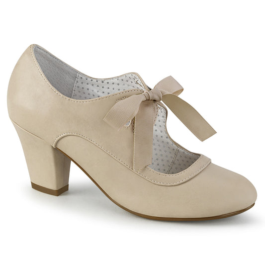 Pin Up Couture Womens Pumps WIGGLE-32 Beige Faux Leather