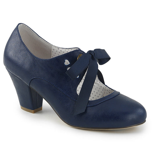 Pin Up Couture Womens Pumps WIGGLE-32 Navy Blue Faux Leather