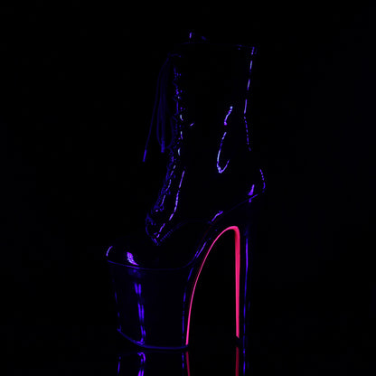 Pleaser Damen Knöchelstiefel XTREME-1020TT BLK Pat / BLK-Neon H. Pink