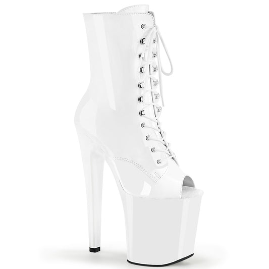 Pleaser Damen Knöchelstiefel XTREME-1021 WHT PAT / WHT