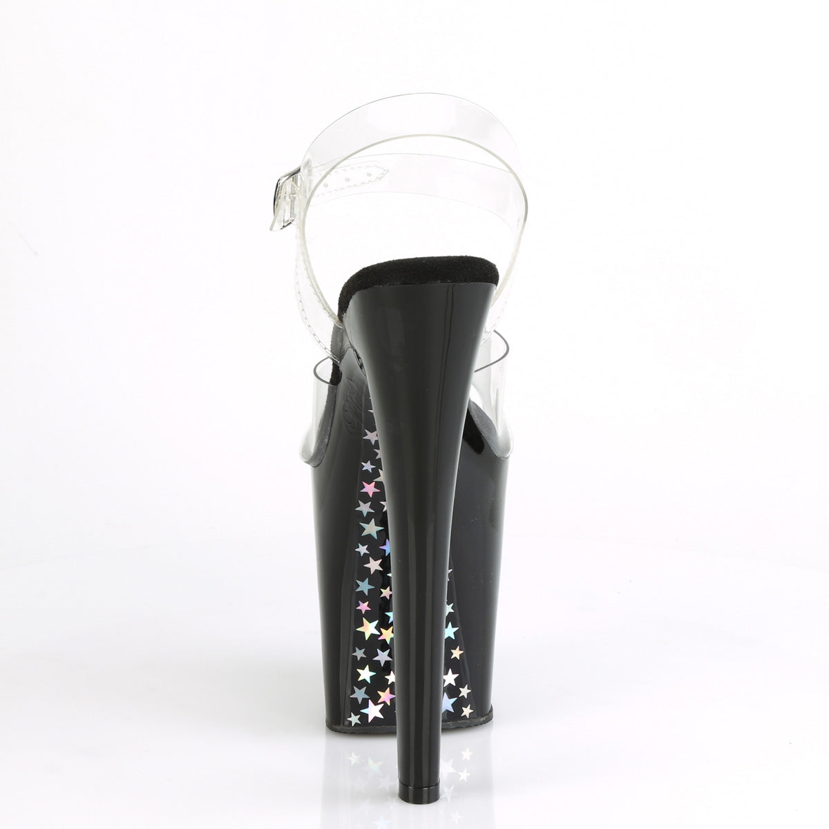 Pleaser Damen Sandalen XTREME-808CHS CLR / BLK-SLV HOLO.