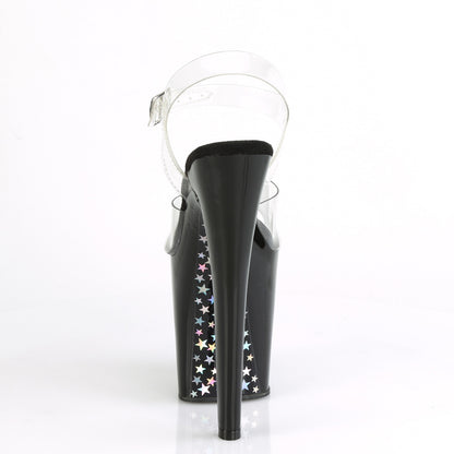 Pleaser Damen Sandalen XTREME-808CHS CLR / BLK-SLV HOLO.