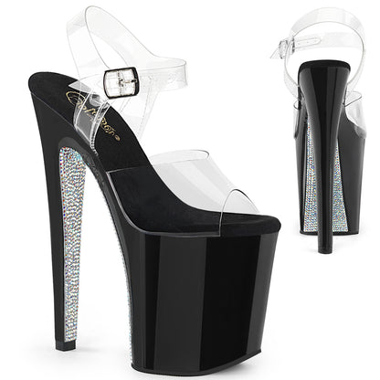 Pleaser Damen Sandalen XTREME-808crs CLR / BLK-SLV Rs
