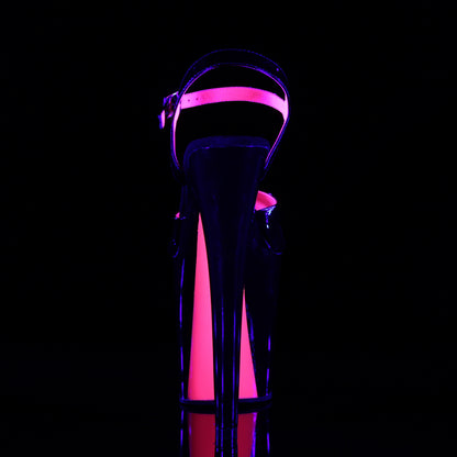Pleaser Womens Sandals XTREME-809TT Blk Pat-Neon H. Pink/Blk