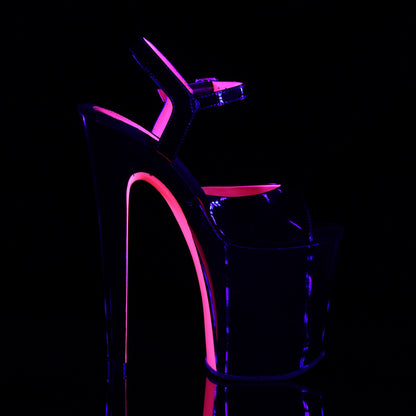 Pleaser Womens Sandals XTREME-809TT Blk Pat-Neon H. Pink/Blk