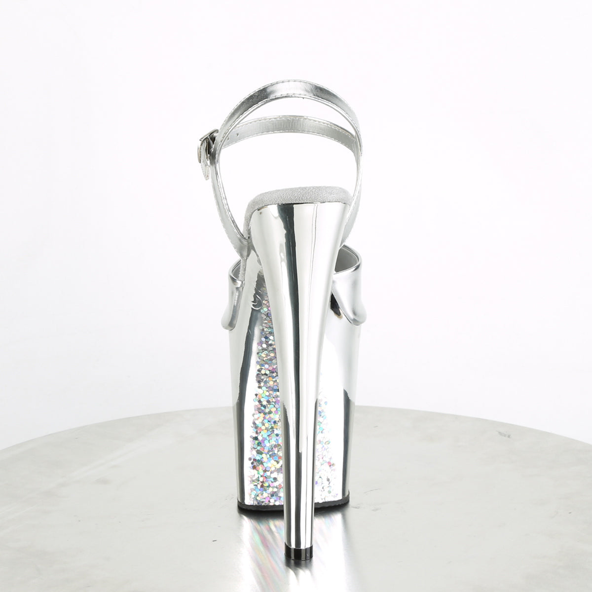 Pleaser Damen Sandalen XTREME-809TTG SLV Metallic PU / SLV Chrome-Glitter