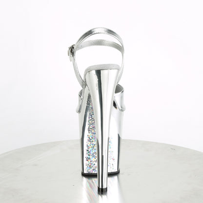 Pleaser Damen Sandalen XTREME-809TTG SLV Metallic PU / SLV Chrome-Glitter